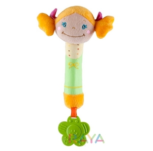 Плюшена бебешка играчка - пищялка с гризалка // Babyono