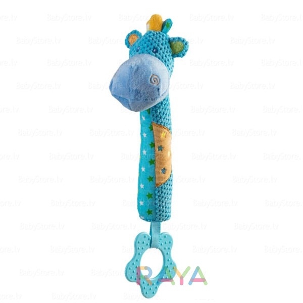 Синя бебешка играчка - пищялка с гризалка  "Хипопотам" // Babyono