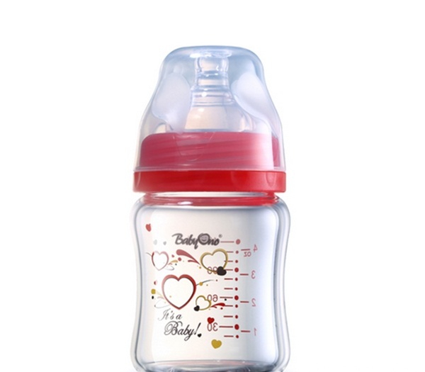 Стъклено шише с широко гърло 120мл антиколик 3 модела // Babyono