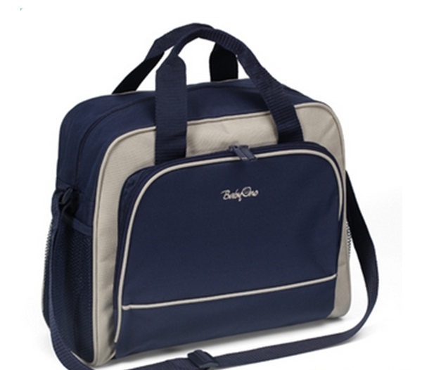 Тъмно синя и сива чанта за детска количка  `Basic` // Babyono