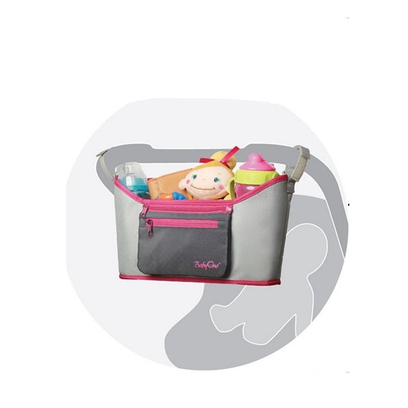 Сив и розов светещ несесер за детска количка // Babyono