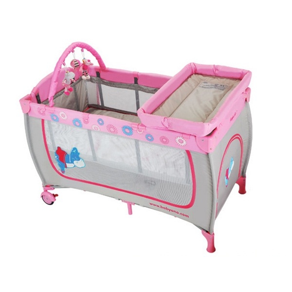 Розова детска кошара за сън и игра "Хипо" // Babyono