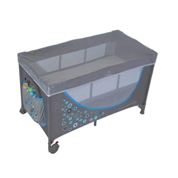 Сиво и синя детска кошара за сън и игра // Babyono