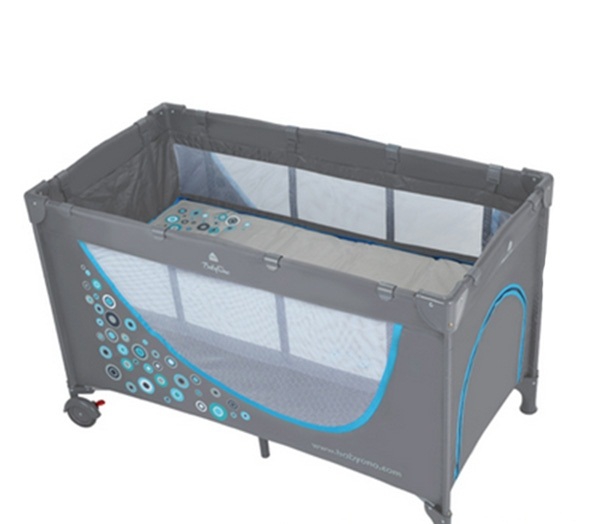 Сиво и синя детска кошара за сън и игра // Babyono