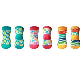 Шарени памучни бебешки чорапи против хлъзгане 6+ месеца, 3 модела // Babyono