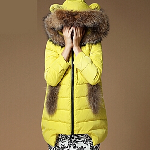 Γυναικείο Μακρύ Χειμερινό Μπουφάν με γούνα