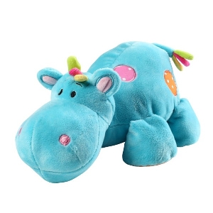 Цветна плюшена бебешка играчка хипопотам 2 модела // Babyono