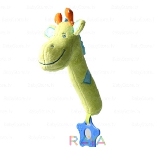 Шарена плюшена бебешка играчка с гризалка жираф  // Babyono