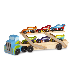 Детски дървен автовоз с коли