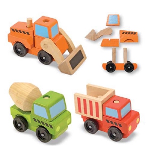 Детски комплект от 3 дървени камиони