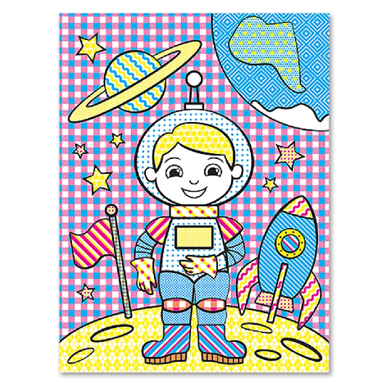 Детски блок с очертани картинки и четка