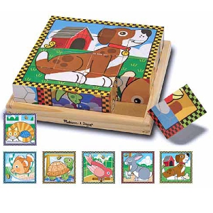 Детски дървени кубчета с животни