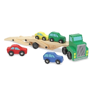 Цветен детски дървен автовоз с коли / 34.90 / 16.60 / 8.30  см.