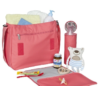 Розова чанта + аксесоари за детска количка \