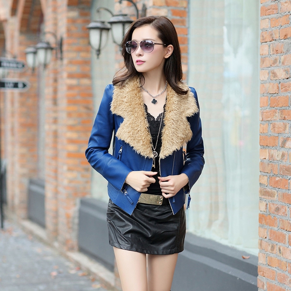  Дамско кожено късо палто, есенно-зимни различни модеи