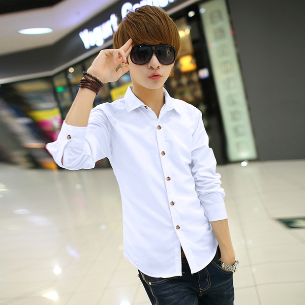 Ανδρικό πουκάμισο με μακρύ μανίκι σε λευκό και μαύρο χρώμα