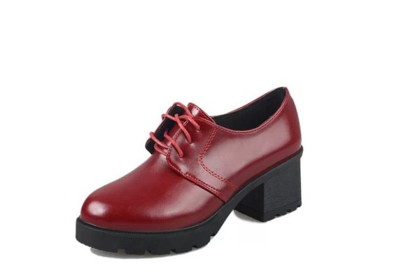  Дамски ежедневни обувки с висок ток от изкуствена кожа, ретро дизайн, два различни модела