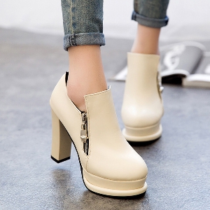 Дамски модерни обувки с висок ток от изкуствена кожа, есенно-зимни, различни модели