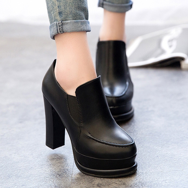 Дамски модерни обувки с висок ток от изкуствена кожа, есенно-зимни, различни модели