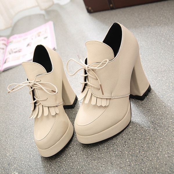 Дамски модерни обувки с висок ток от изкуствена кожа, есенно-зимни, различни модели