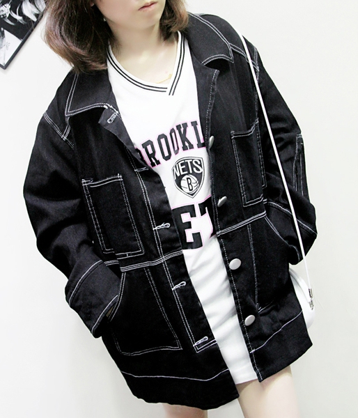  Дамско зимно дънково яке - тъмен модел