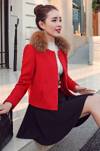 Дамско зимно късо палто - сиво, червено, лилаво