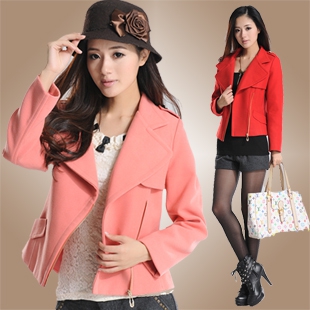 Дамски зимни къси палта в четири модела розови, черни, червени, кафяви