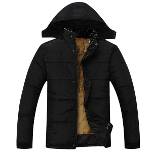 Зимно мъжко дебело яке, подплатено отвътре с велур, с качулка