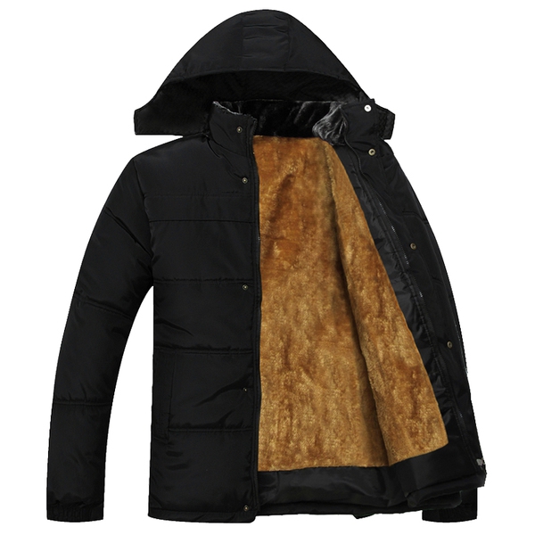 Зимно мъжко дебело яке, подплатено отвътре с велур, с качулка