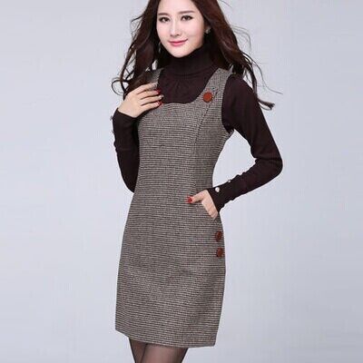 Дамска зимна дълга рокля - сива, черна, кафява, червена, розова