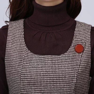 Дамска зимна дълга рокля - сива, черна, кафява, червена, розова