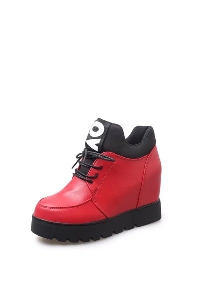 Зимни дамски обувки от изкуствена кожа, водоустойчиви - три модерни цвята - черен,червен,сребрист