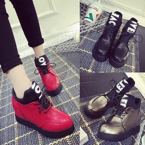 Зимни дамски обувки от изкуствена кожа, водоустойчиви - три модерни цвята - черен,червен,сребрист