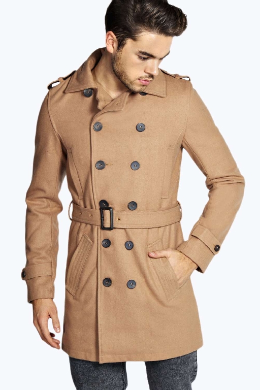 Мъжки Кафяв Кожен Шлифер