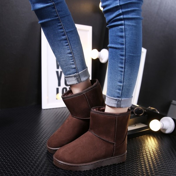 Дамски зимни топли къси ботуши от изкуствена кожа