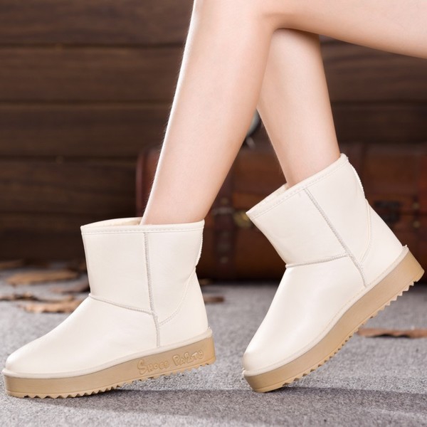 Дамски зимни топли къси ботуши от изкуствена кожа