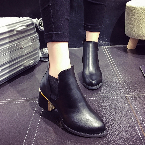 Дамски обувки с висок ток от изкуствена кожа - зимни, черни, винено червени