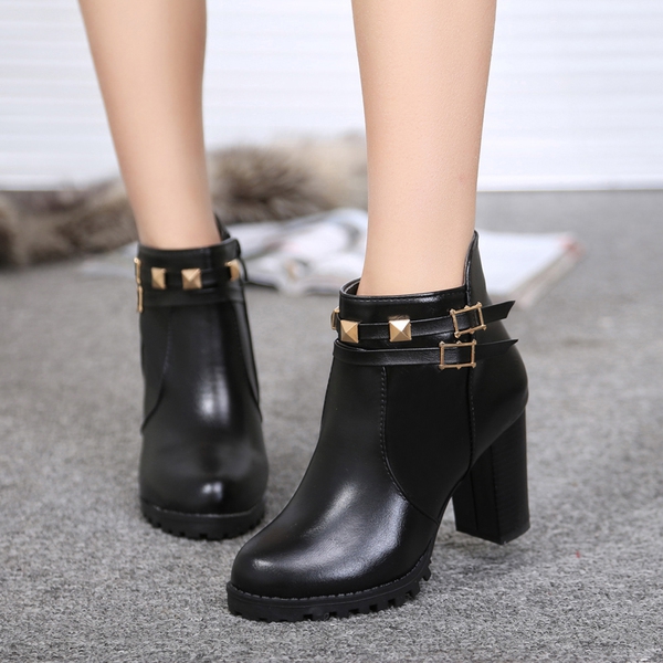  Дамски обувки с висок ток - елегантни, зимни, два топ модела - черен и виненочервен