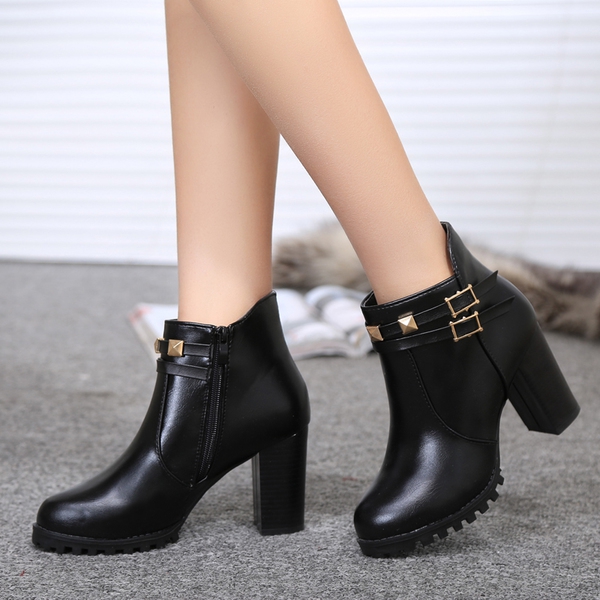  Дамски обувки с висок ток - елегантни, зимни, два топ модела - черен и виненочервен