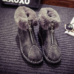 Дамски стилни зимни пухени обувки от изкуствена кожа, модерни в два цвята - черен и сив