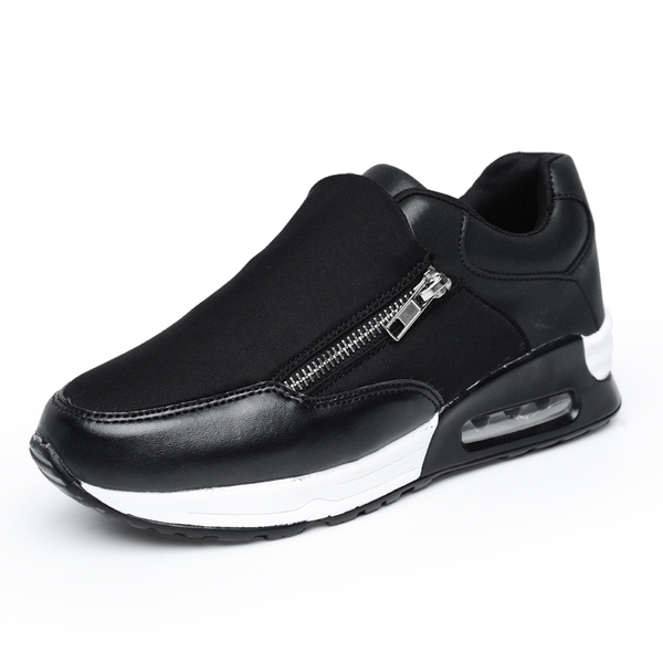 Дамски есенни и зимни спортни обувки с цип - червени, черни и сиви