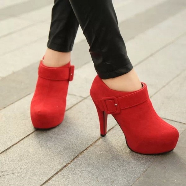  Γυναικεία  παπούτσια για το φθινόπωρο και το χειμώνα   με ψηλά τακούνια, μοντέρνα και κομψά - αδιάβροχη δερματίνη