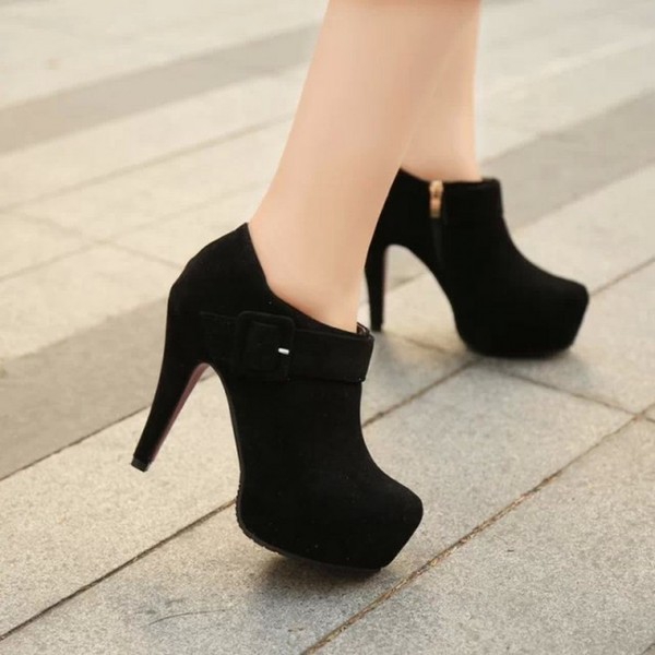  Γυναικεία  παπούτσια για το φθινόπωρο και το χειμώνα   με ψηλά τακούνια, μοντέρνα και κομψά - αδιάβροχη δερματίνη