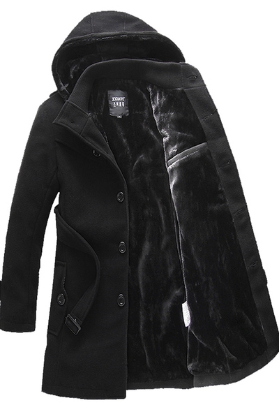 Ανδρικά χειμερινά μάλλινα παλτά με αποσπώμενη κουκούλα - 2 μοντέλα