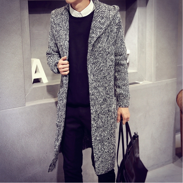 Плетено мъжко палто с качулка - 3 модела 