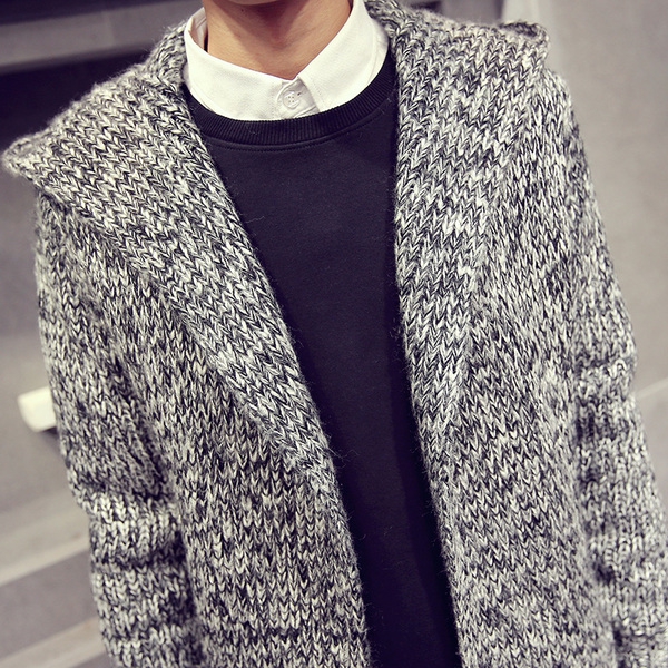 Плетено мъжко палто с качулка - 3 модела 