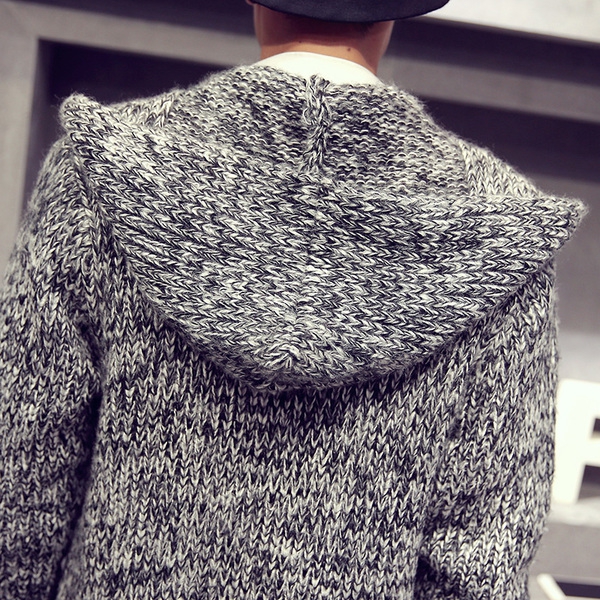 Плетено мъжко палто с качулка - 3 модела 