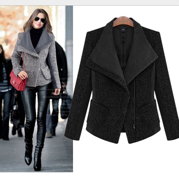  Уникално зимно дамско палто - къс модел в два цвята, сив и черен