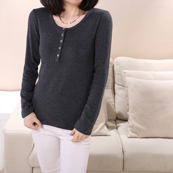  Γυναικών το φθινόπωρο και το χειμώνα βαμβάκι μπλούζα - διάφορα μοντέλα με βελούδο