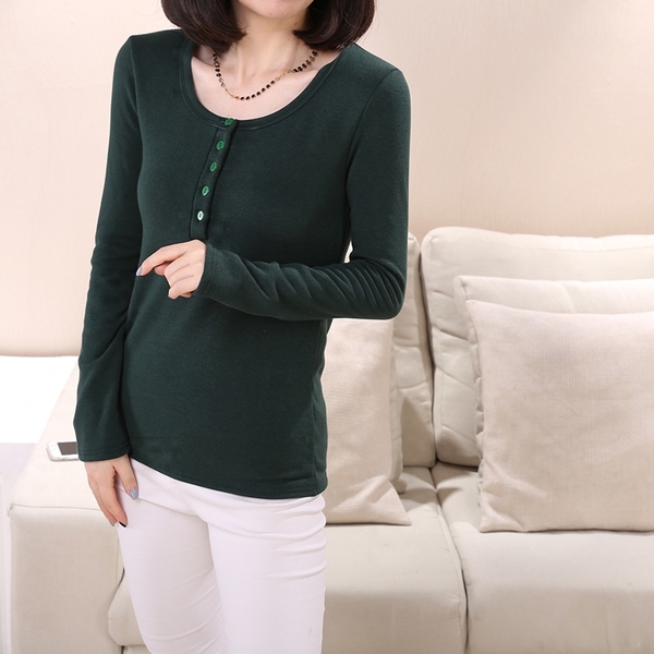  Γυναικών το φθινόπωρο και το χειμώνα βαμβάκι μπλούζα - διάφορα μοντέλα με βελούδο